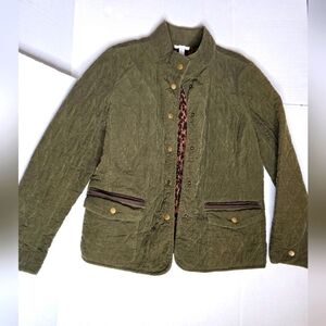 Charter Club Olive Green Quilted Zip-Up Jacket